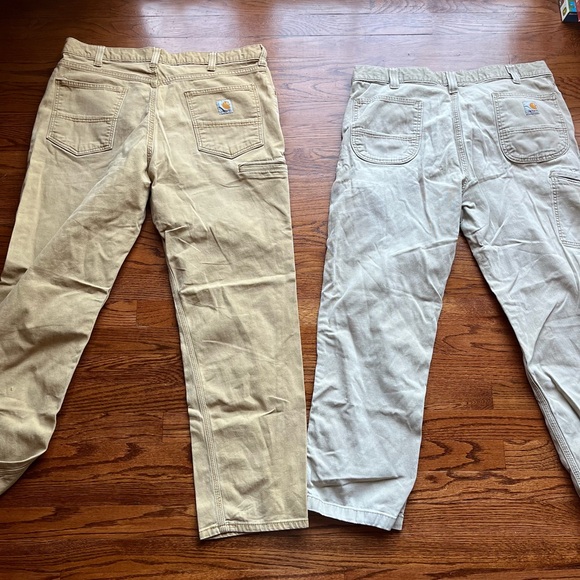 Set of 2 Carhartt Relaxed Fit 38x30 Khaki Tan Pants - Picture 4 of 4
